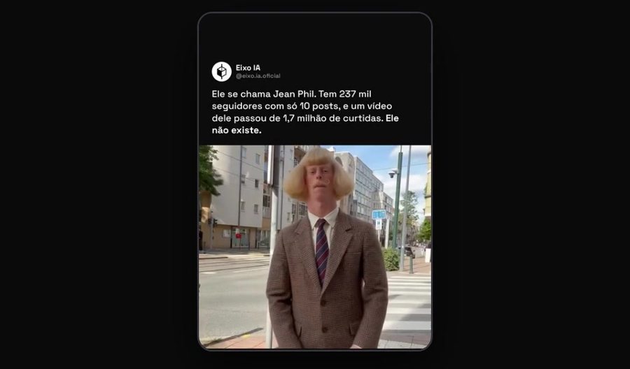 Um Reel pronto no celular, com texto em cima do vídeo.